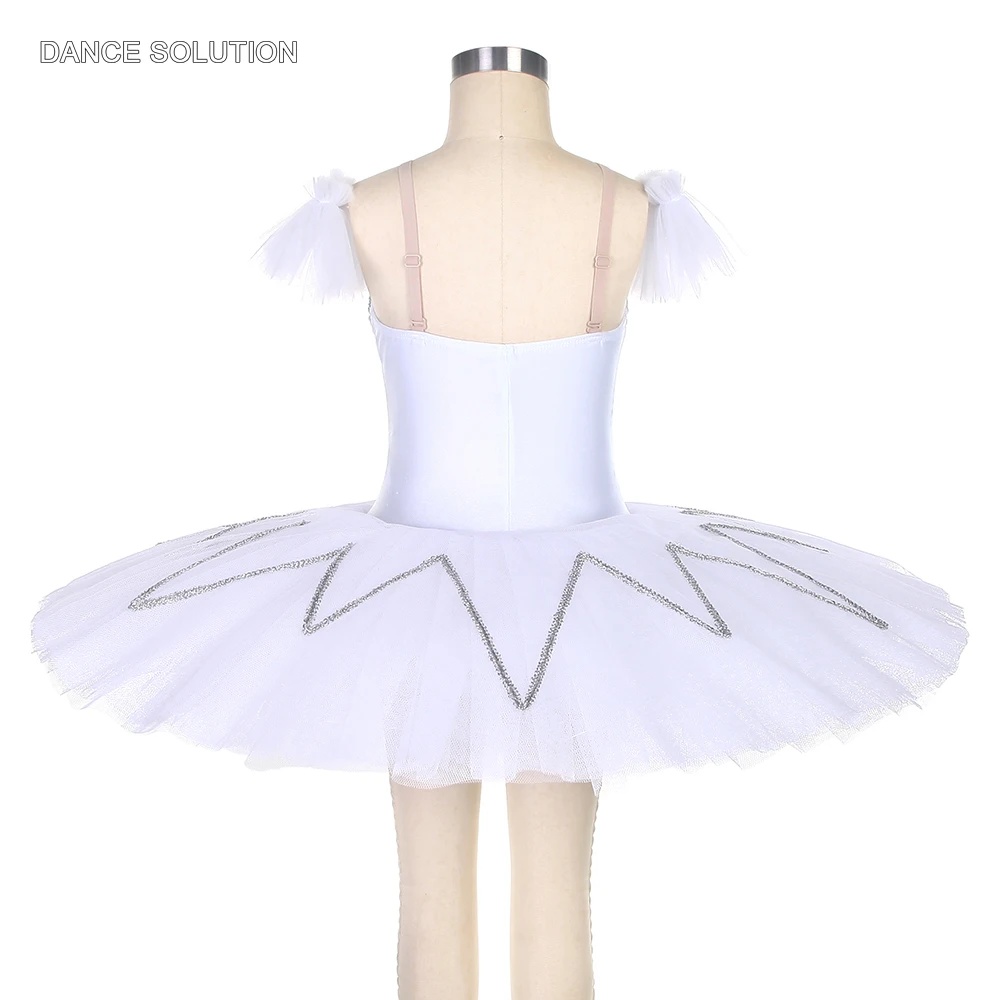 Adult and Child Ballet Tutu Dress White Spandex Bodice Ballet Pancake Tutus for Women & Girls Stage Performance Costumes BLL007