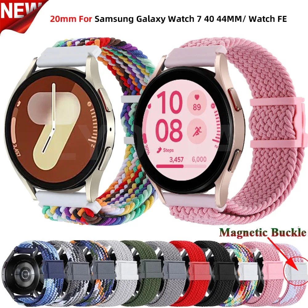 20 mm Armband für Samsung Galaxy Watch 7 6 5 4 40 44 mm/Galaxy Watch FE 6 4 Classic 43 47 mm Armband Magnetschnalle Bandarmband