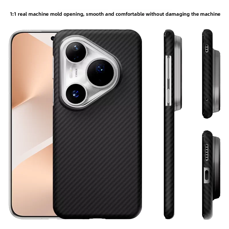 Etui karbonowe do Huawei Pura 90 Pro Max/Pura 90 Pro/Pura 90, tkanina z włókna aramidowego Kevlar 600D 1500D, cienka, twarda obudowa, magnetyczna, czarna. — zdjęcie produktu 3