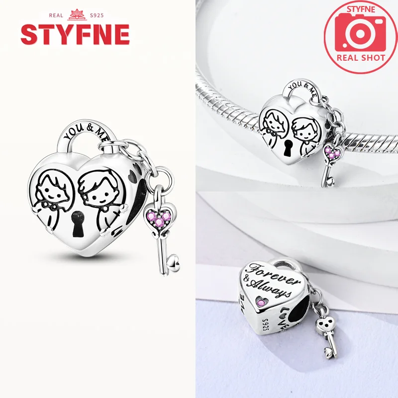 

Подвеска-шарм из стерлингового серебра 925, светло-голубые бусины в форме сердца, подходят для оригинального браслета для изготовления ювелирных изделий, подарок на День святого Валентина