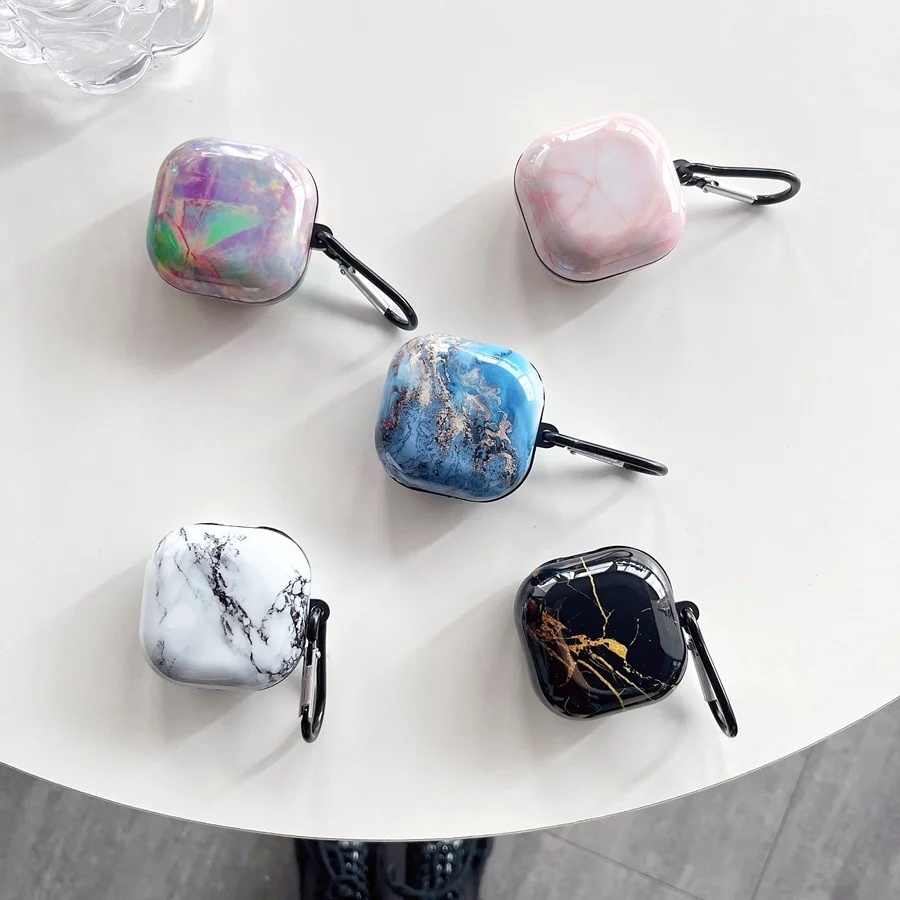 Luxury Marble Shell for Samsung Galaxy Buds Live / Buds2 pro / Buds Pro Case Silicone earphone Accessories Box For galaxy 2pro