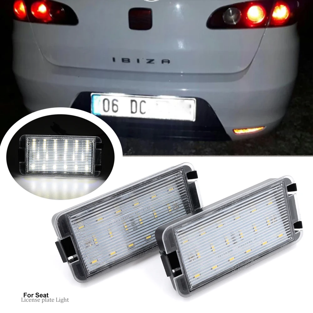 2pcs LED License Number Plate Light Canbus Seat Altea Arosa Ibiza III Cordoba 6K Leon 1999-2005 Toledo III 04-09 OEM# 5P0943021