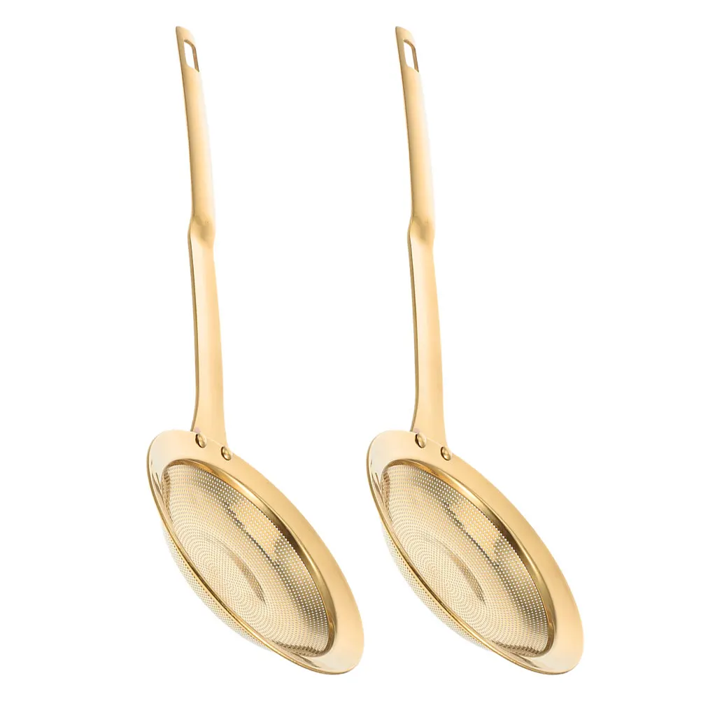 

2 Pcs Stainless Steel Oil Filter Spoon Cooking Skimmer Fat Removal Tool Strainer Fried Fine Mesh Food Floating