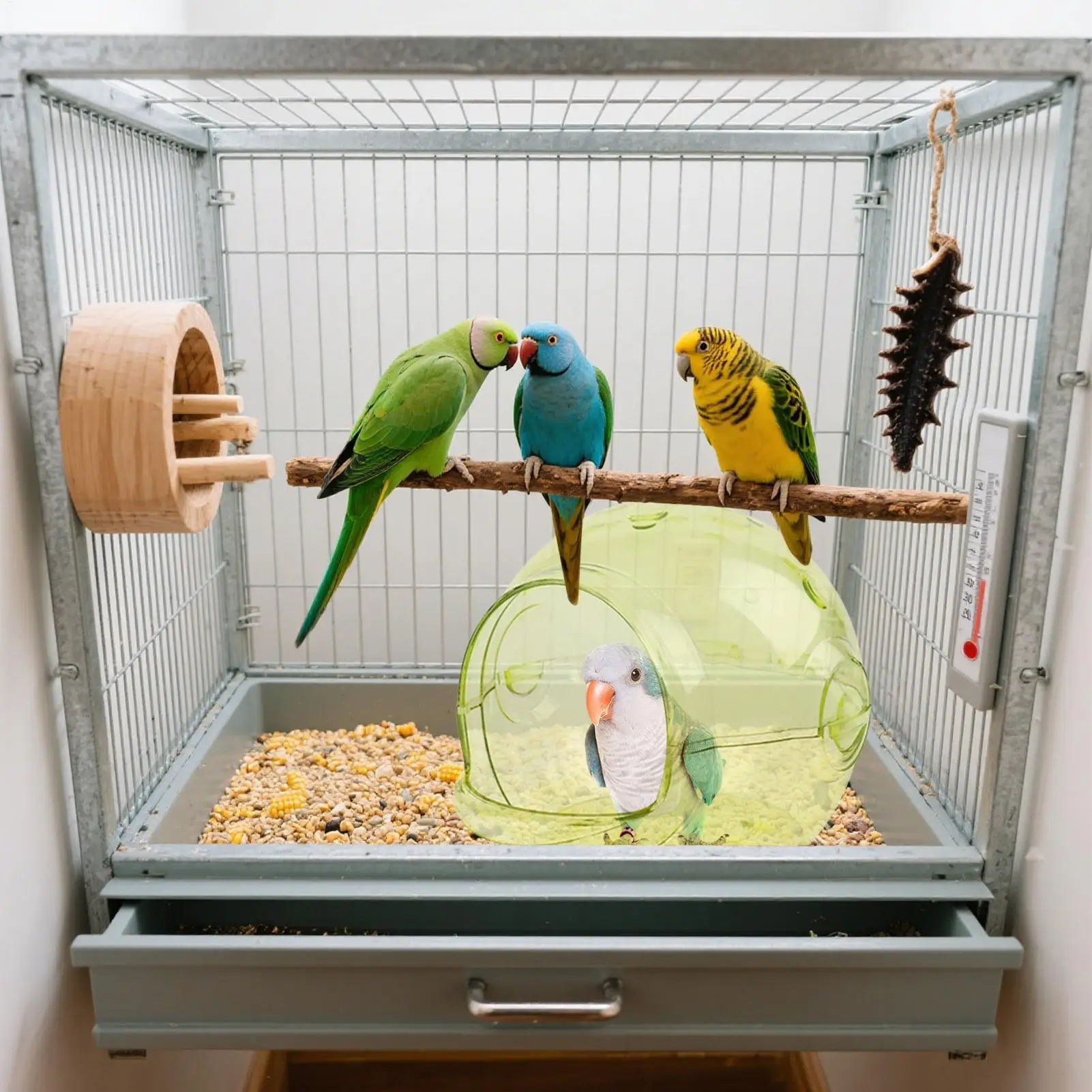 عش الببغاء الببغاء إخفاء تربية كوخ قفص الملحقات المأوى بيت الطيور ل كوكاتيل Lovebird فينش الببغاء الكناري الهامستر