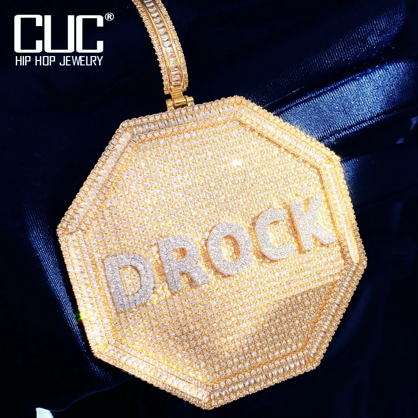 CUC Custom Letter Name Pendants For Men Hip Hop Rock Rapper Necklace Solid Back Iced Out AAA Zircon Jewelry For Gif