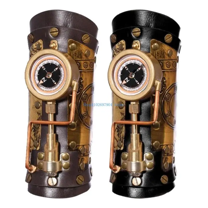 

N7YF Vintage Steampunk Arm Sleeve Cuffs with Wrist Cuffs for Cosplay and Halloween Performances