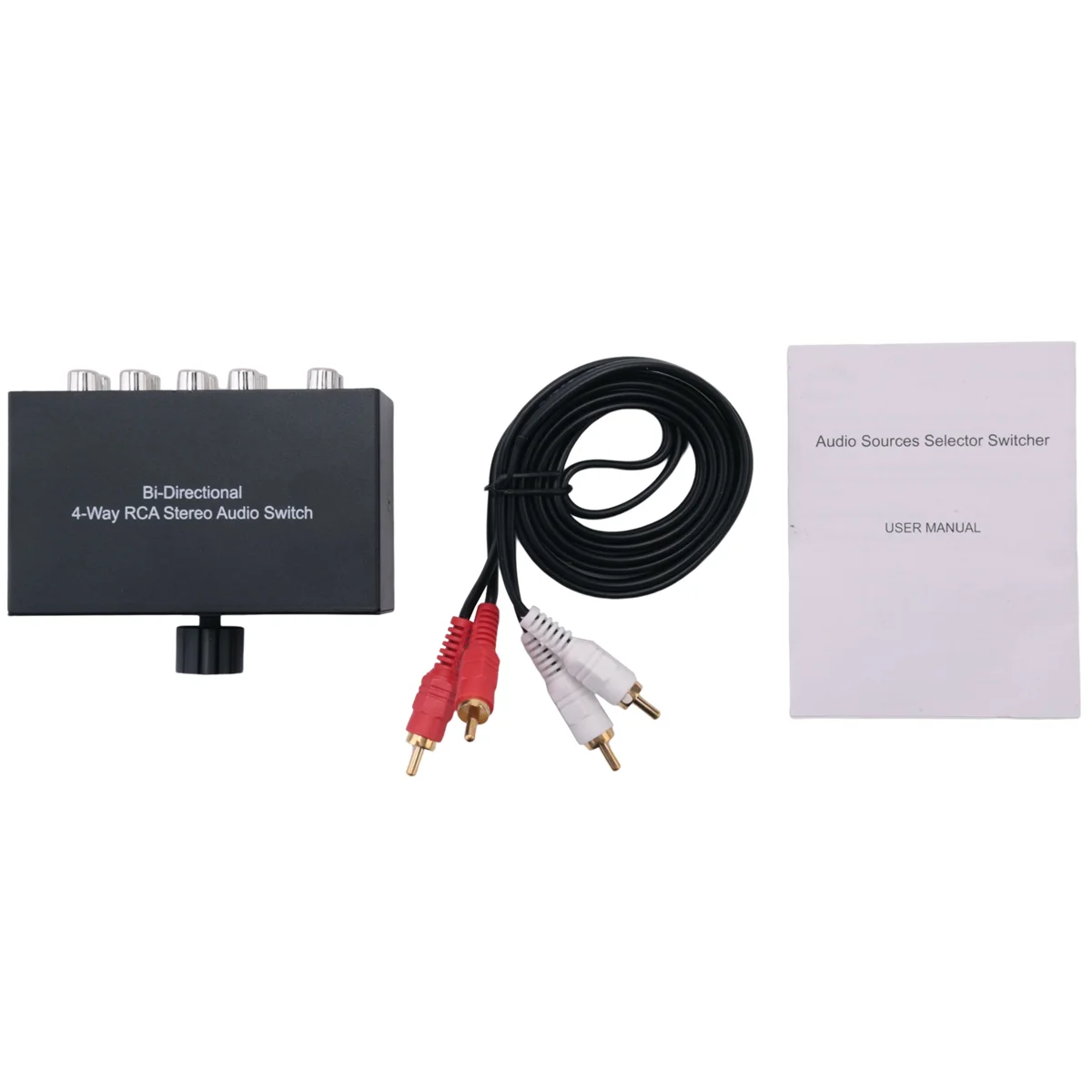 4 Way Bi-Directional RCA Stereo Audio Switch 1 in 4 Out or 4 in 1 Out L/R Jack Sound Channel RCA Audio Switcher Selector