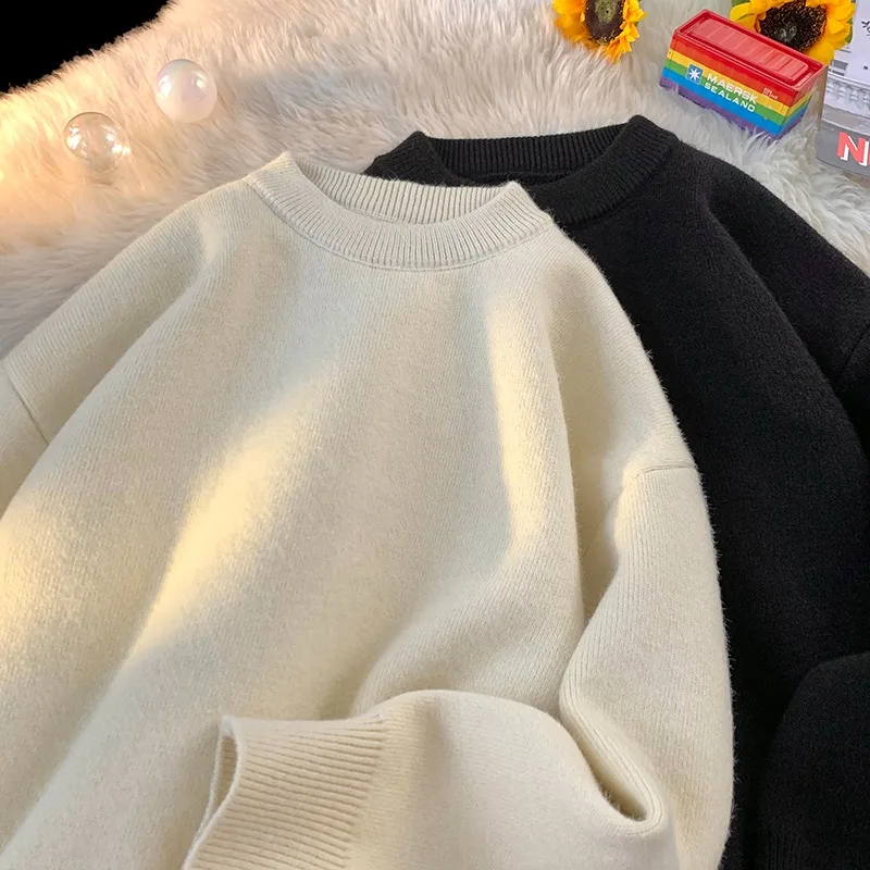 

Loose Men's Sweater Large Size 250 Pou Autumn Winter Inner Wear Base Layer Knitted irt Retro Sle Simple Design