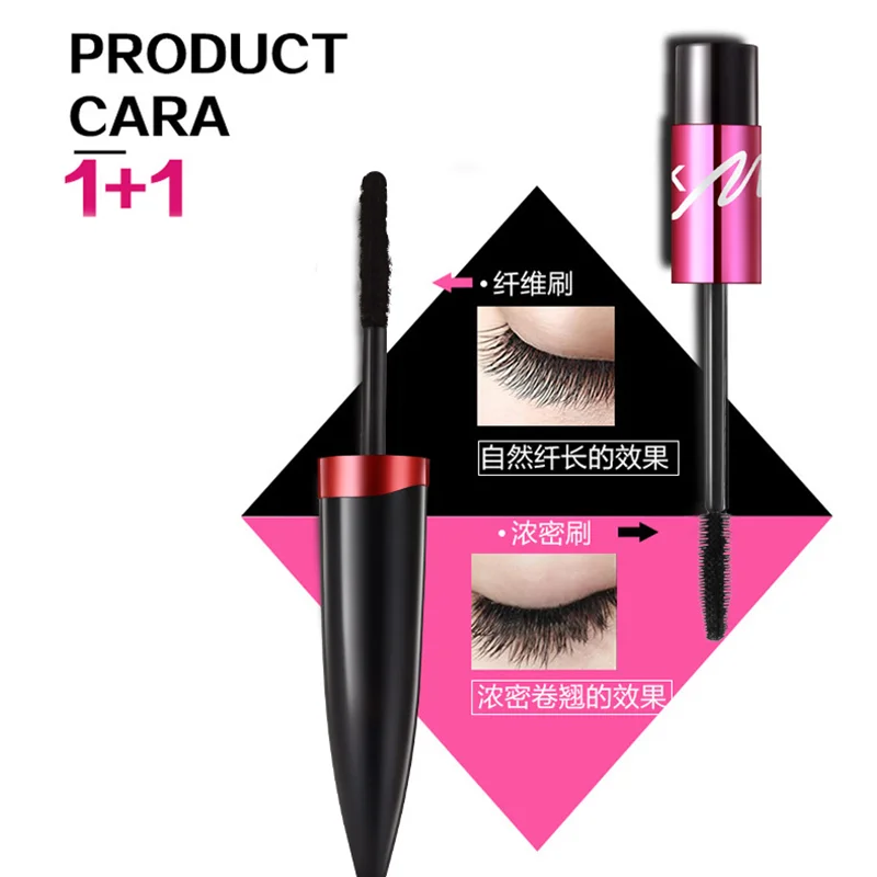 2pcs/set Black Silk Mascara Natural Thick Lengthening Curving Eye Lash Extension Volume Waterproof Eyes Cosmetic Make Up Tool