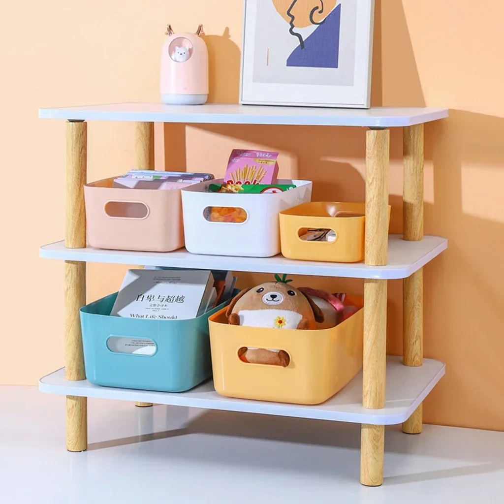 Foldable Storage Boxes Student Desktop Collapsible Crate Organizer Tape Stationery Cosmetic Rack Folding Storage Basket 1PC