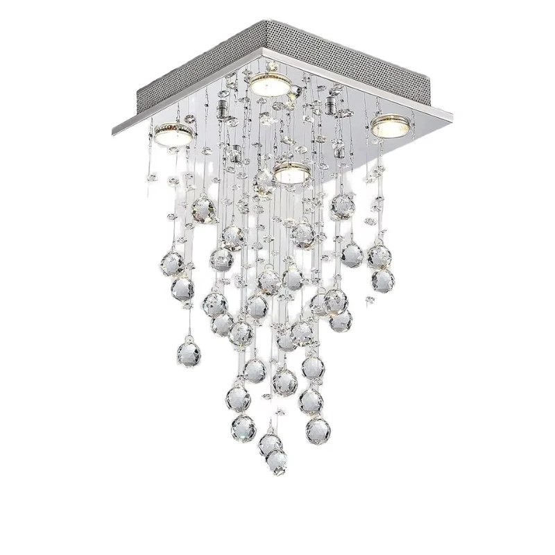 

Modern Crystal Square Raindrop Light Emitting Diode Ceiling Light Living Room Dining Room Chandelier