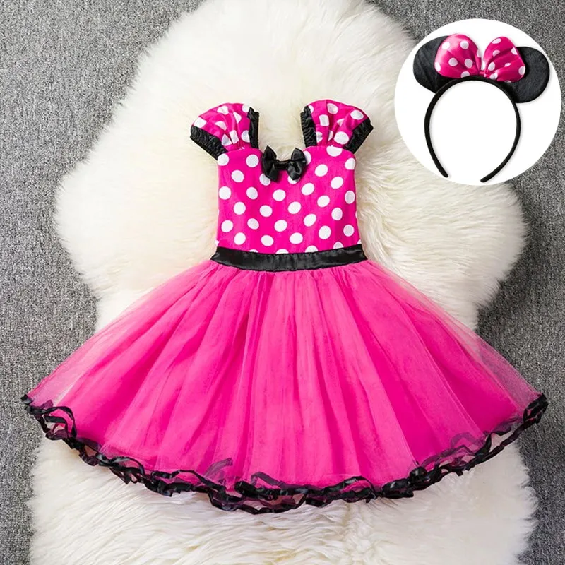 Baby Girls Dress Kids Princess Costume 1 3 5 Yrs Polka Dot Mini Mouse Cosplay Clothes Children Carnival Birthday Fancy Dress Up