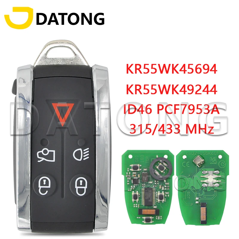 

Datong World KR55WK45694 ID46 PCF7953A чип 315/433 МГц карта продвижения автомобильный ключ дистанционного управления для Jaguar XF XFR XK XKR 2006-2013
