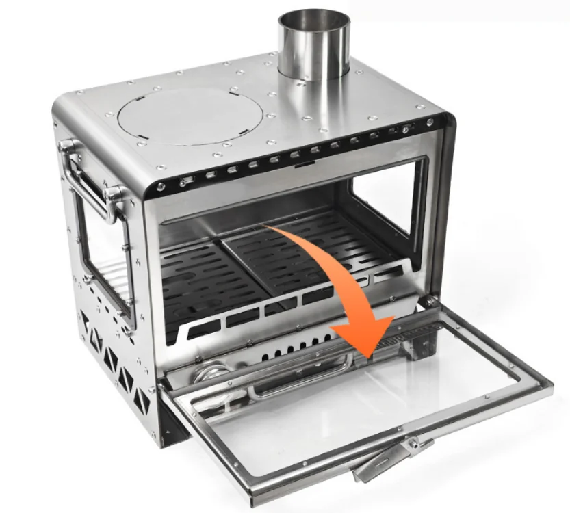 Draagbare 304 roestvrijstalen echte open haard binnen buiten houtkachel voor thee koken kamperen opwarming brand kijken