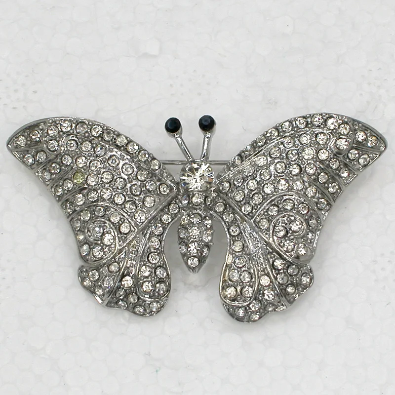 

12 шт./лот, оптовая продажа, модная брошь-бабочка со стразами, броши-булавки C102000