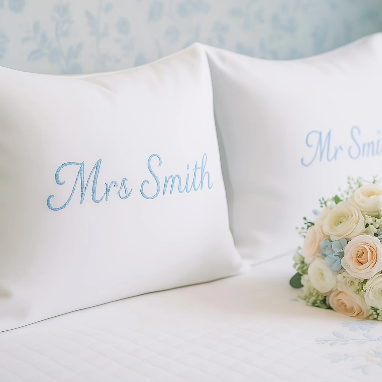 2 Embroidered Name Pillowcases, the Best Wedding Decoration, Bridal Party Room Decoration Gift, Custom Embroidered Wedding Banquet Design, Handmade Personalized Embroidered Name Design, High-End Party Favors, Housewarming Gift, Wedding Gift, Bathroom Decoration, Exquisite Embroidery, Ideal Holiday Gift, Unique Design, Ready-To-Give Packaging, Premium Quality