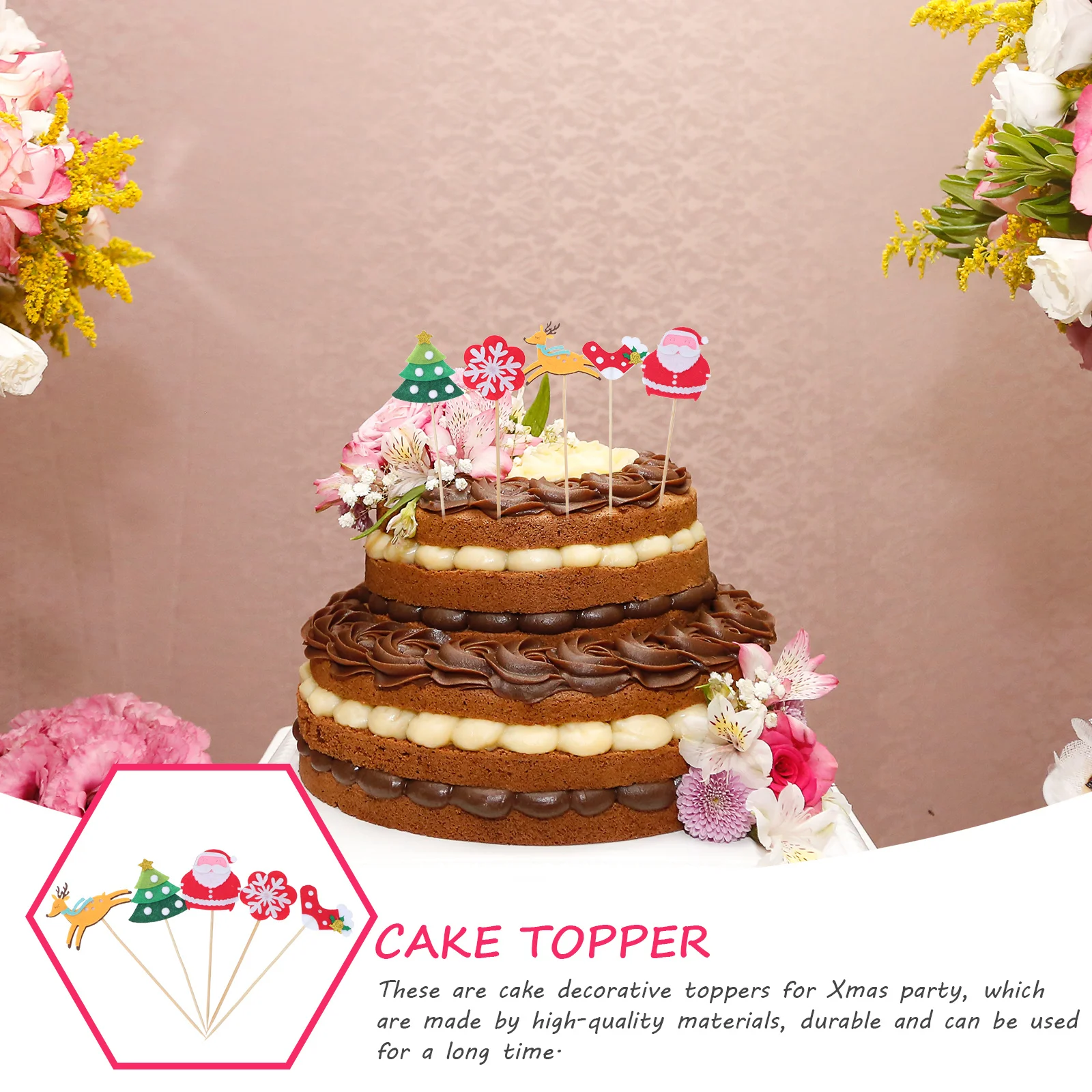 

25Pcs Xmas Theme Cake Topper Christmas Party Prop Holiday Dessert Topper Creative Cake Ornament for Festive Gathering