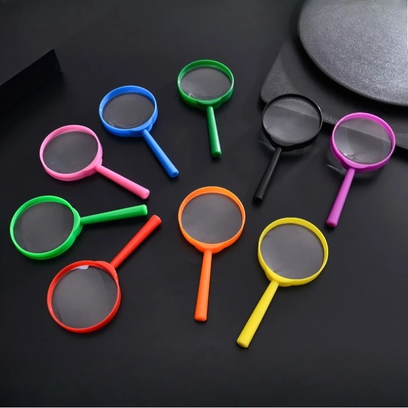 

5PC 60MM Magnifying Glass Colorful Children's Handheld Science Education Experiment Plastic Exploration Acrylic Magnifier Loupe