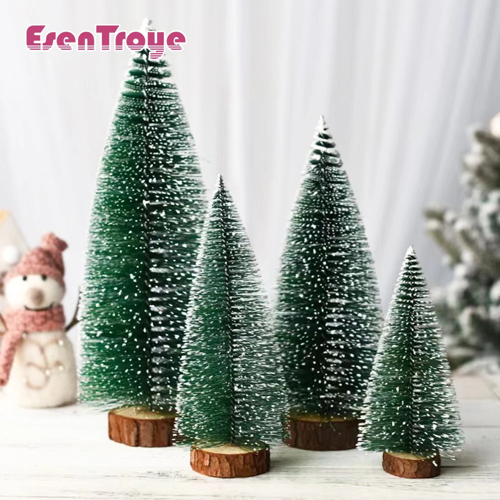 Christmas Decoration Artificial Mini Tree Ornaments Miniature Cedar Snow Pine Home Office Table Decor 2024 Xmas Landscape Gifts