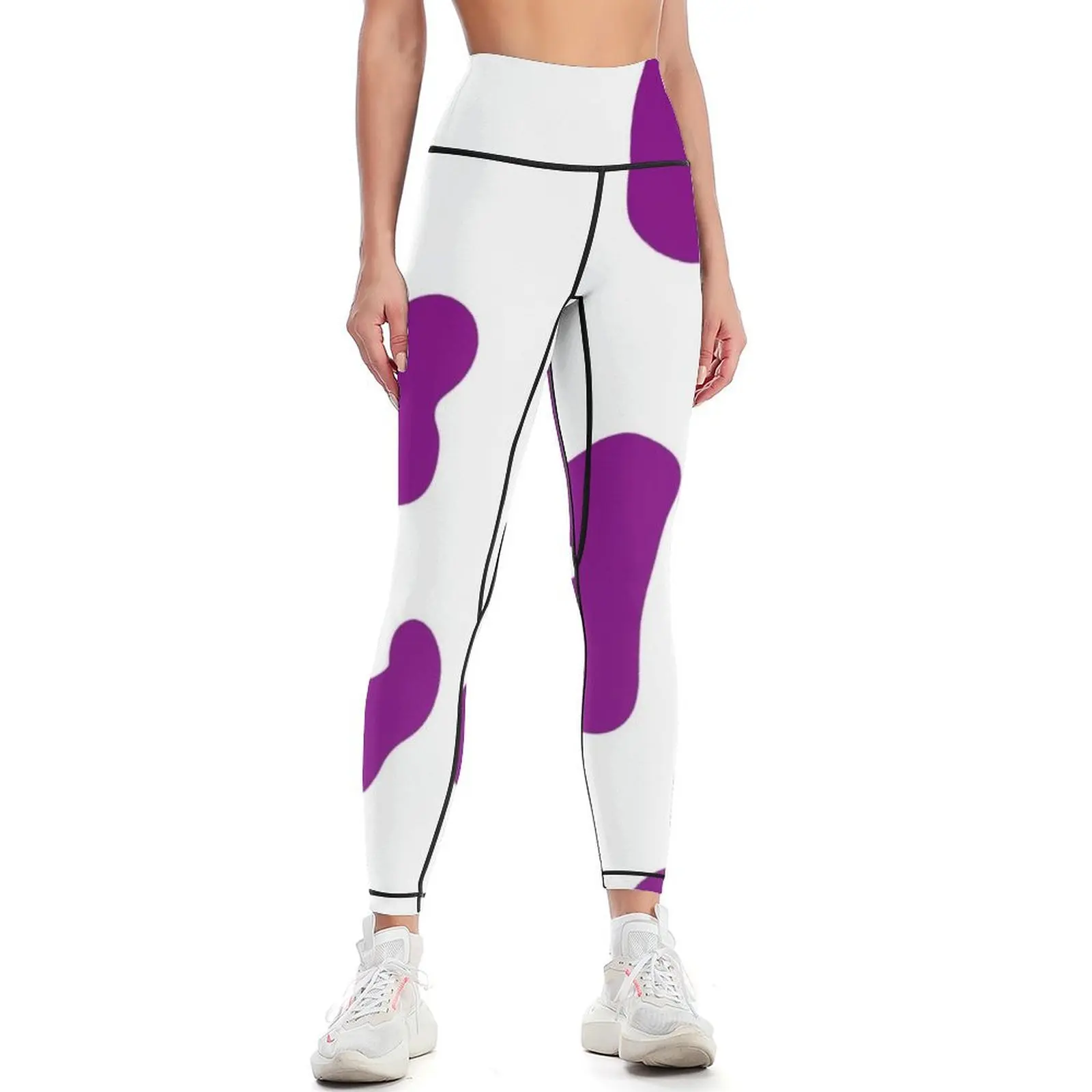 Chemise à imprimé vache violette pour femme, Économie à motif de vache, Leggings College, Leggings de sport