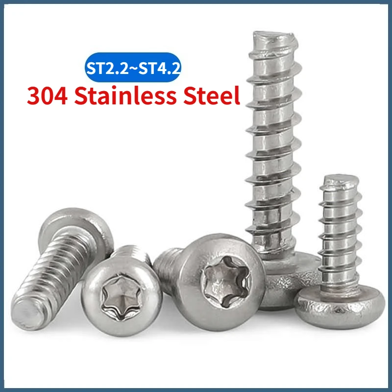 Beicai St2.2 ST2.6 ST2.9 ST3 ST3.5 ST3.9 ST4.2 SUS304 Stainless Steel Torx Recess Six-lobe Round Flat Tail Self Tapping Screw