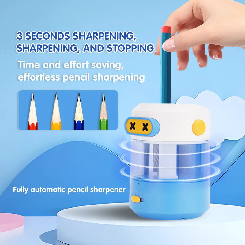 Fully Automatic Pencil Sharpener, Auto in & Out, Rechargeable Hands-Free Electric Pencil Sharpener for Colored Pencils 6.9-8mm