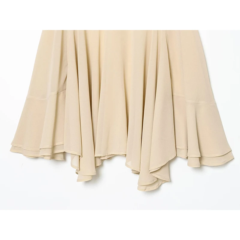 YENKYE Nowa Modna Bluzka z Wysokim Kołnierzem i Asymetrycznym Dołem dla Eleganckich Kobiet, Luźna Bluzka z Szyfonu