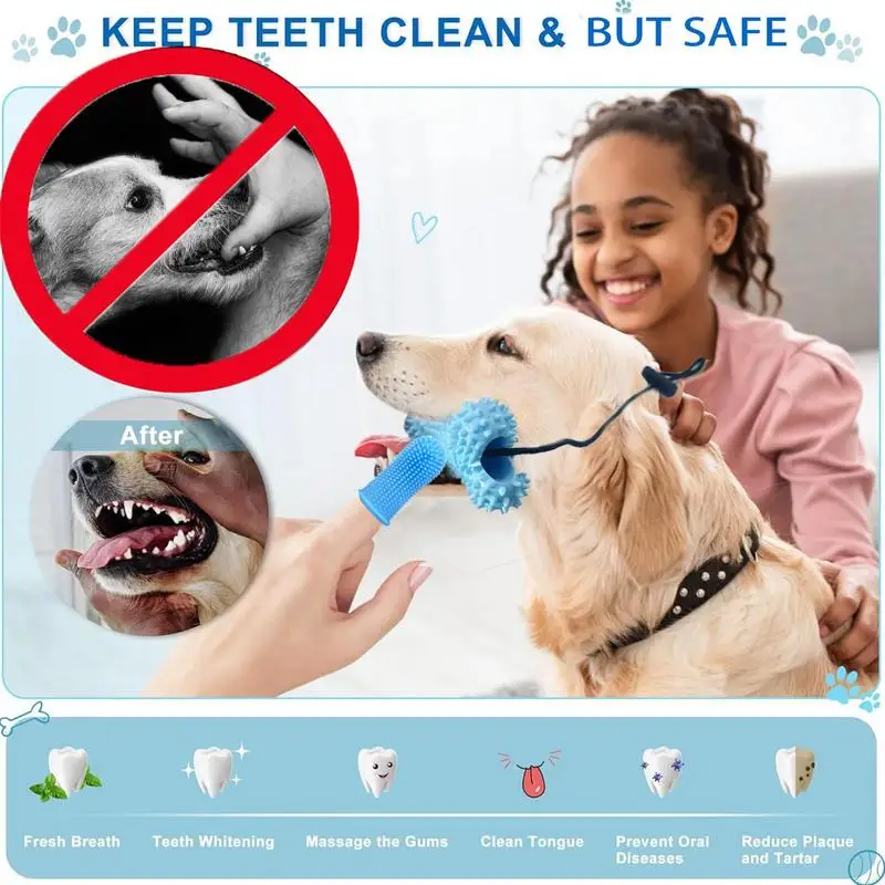 Dog Teeth Cleaning Kit Cat Toothbrush Puppy Tooth Brushing Kit Dog Toothbrush Pet Supplies Dog Teeth Cleaning Wipes For Home