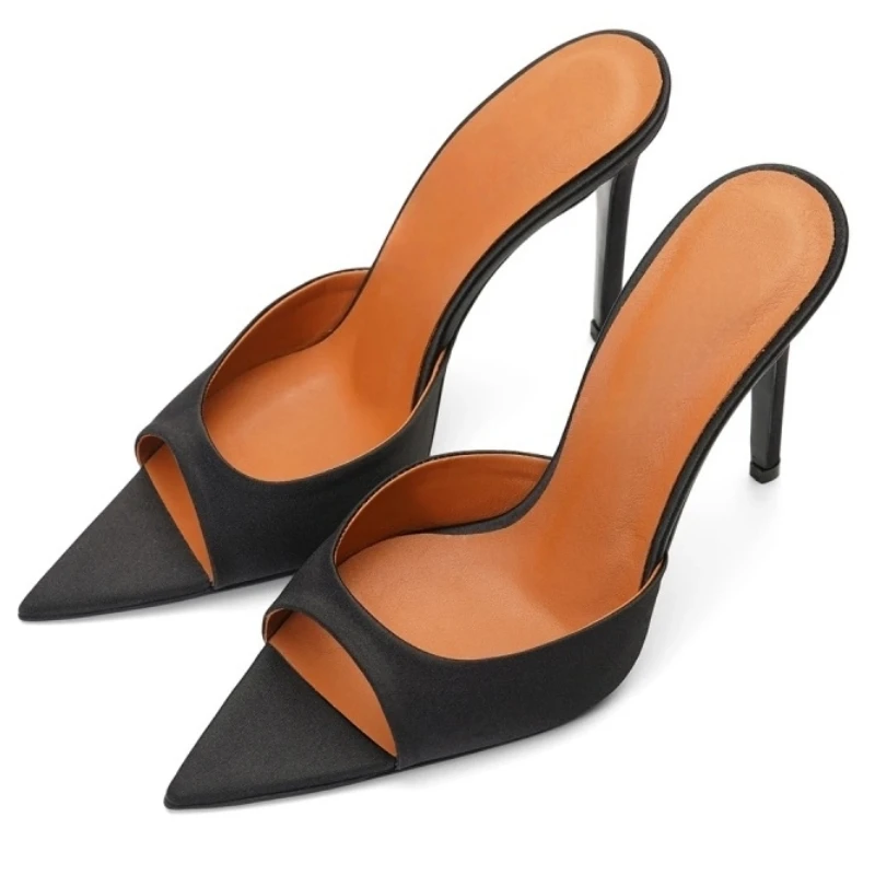 

Сексуальные туфли-лодочки, женские шлепанцы, летние шлепанцы, сексуальные белые босоножки на высоком каблуке с острым носком, брендовая обувь для вечеринок большого размера