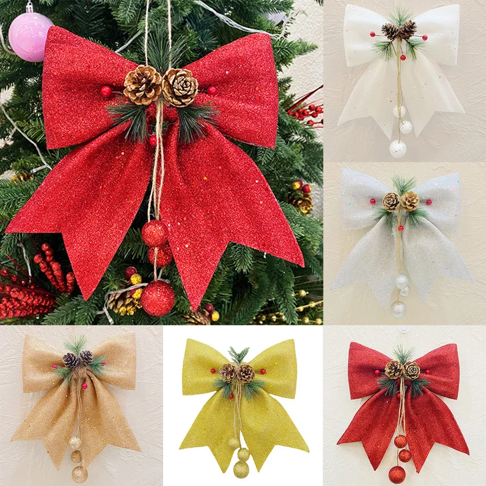 Fashionable High Quality New Novel Christmas Bows Pendant Snowflake Wreath Xmas Decoration 30 X 25 Cm Ornamental