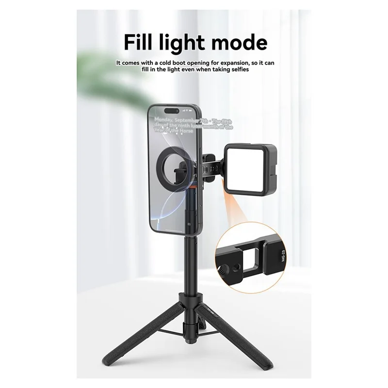 FFYY-حامل الهاتف المغناطيسي- Vrig Mg-23 ملحق سفر قابل للطي مع حذاء بارد وفتحة حامل ثلاثي القوائم لمدونات الفيديو وحوامل الجيب