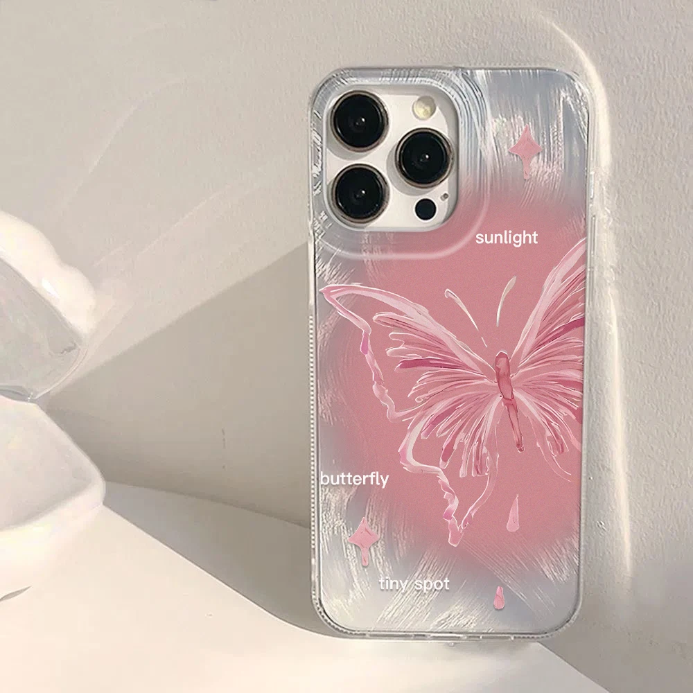 

INS Butterfly Pattern Phone Case for iPhone16/15/14/13/12/11/ProMax/Pro/Plus Fashion Friend Gift Aesthetic Phone Case