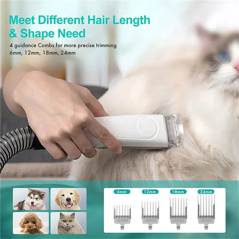 Pro Pet Grooming Kit Dog Cat Hair Fur Vacuum Cleaner Brushes Shears Shaving Pet Hair  With 5pcs Accessory