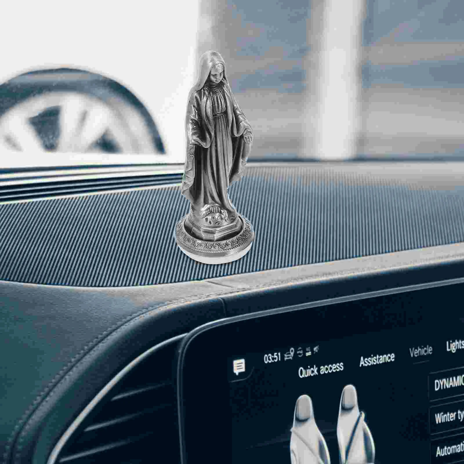 Virgin Mary Statue Car Gadgets Dashcams for Cars Desktop Items Modern Sculptures Home Decor Alloy