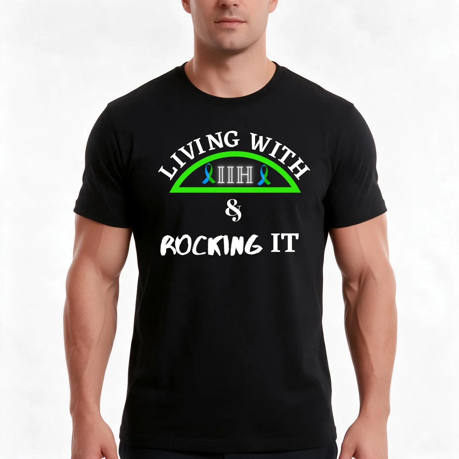 Living With IIH and Rocking It T-Shirt, Summer Casual Cotton Tee, Oversized Streetwear Tops, Vintage Graphic Print, 100% Cotton