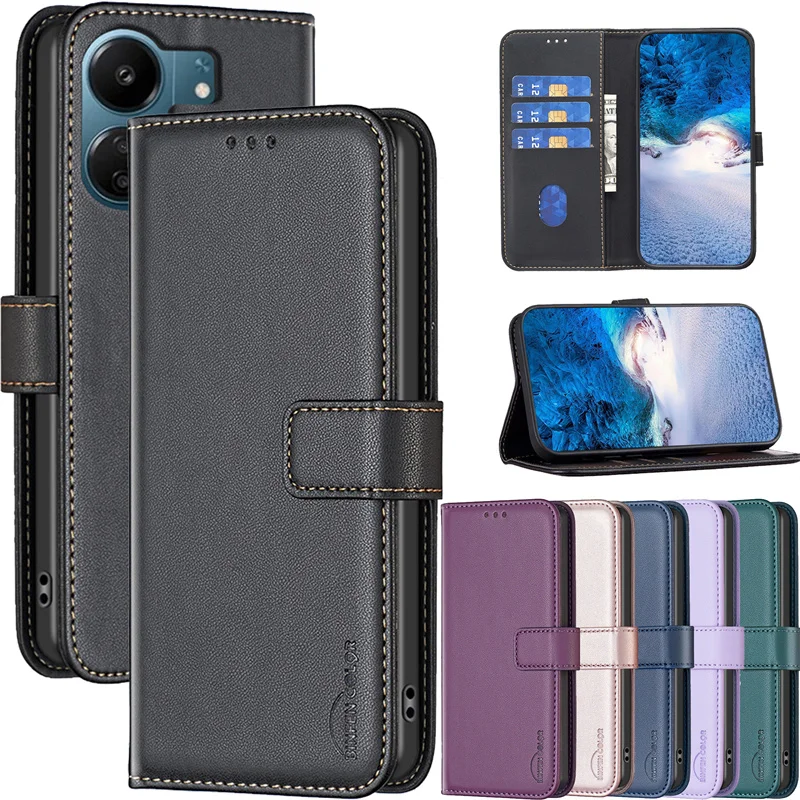 Leather Flip Case Etui on For Xiaomi Redmi 13C 13 C REDMI13C 12C 12 4G A2 A1+ Plus Case Capa Magnetic Wallet Book Stand Cover