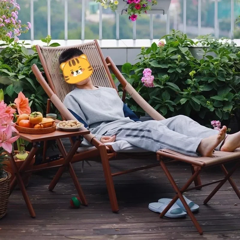 Summer Yunqi folding chair balcony leisure lazy sofa recliner lunch break rattan chair courtyard garden outdoor table and chairs