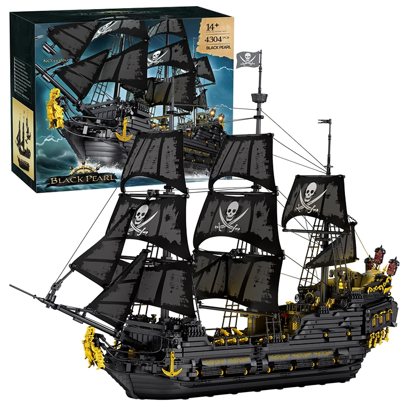 4304 pçs preto pérola navio pirata modelo blocos de construção filme esqueleto aventura barco montagem tijolos conjunto crianças brinquedos presentes aniversário