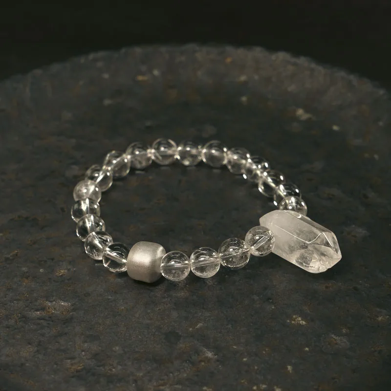 Image of Natürliche weiße Kristall-Armbänder, Inspiration, Perlen, weiß, Unisex, orientalischer Schmuck, Ebenholz, Frauen, Heilung, Modeliebhaber, Geschenk