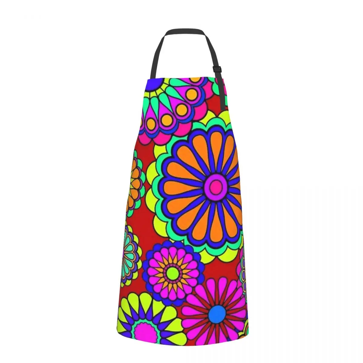 Hippy Flowers Adjustable Waterproof Apron with Pockets for Adults - Heavy-Duty Kitchen and Workshop Apron for Everyday Tasks