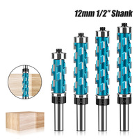 1PC 1/2 12.7MM 12MM Shank Milling Cutter Wood Carving Flush Trim Solid Carbide Spiral Top Bearing Cnc Router Bit Compression-cut