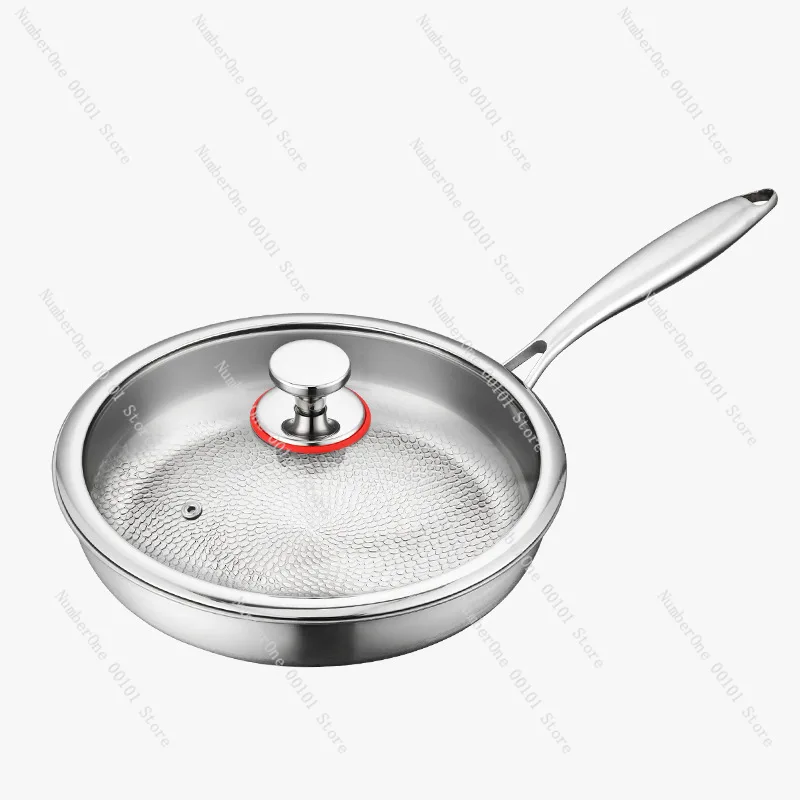 Household uncoated steak frying pan, titanium non-stick pan