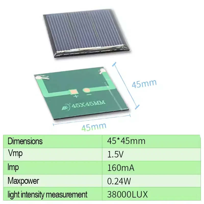 Solar panel drip glue board 45X45 1.5V 150MA polycrystalline silicon module outdoor charging DC motor