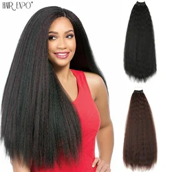 22Inch Synthetic Yaki Straight Crochet Hair Afro Kinky Straight Fake Hair Extensions Ombre Braiding Hair Bundles Hair Expo City
