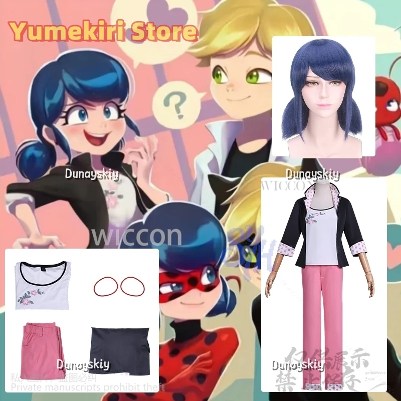 

Nadybuu 6th Cosplay Reddy Anime Costume Black Coat Pink Dots Pink Pant Kawaii Uniform Jirai Kei Girls Halloween Party Customized