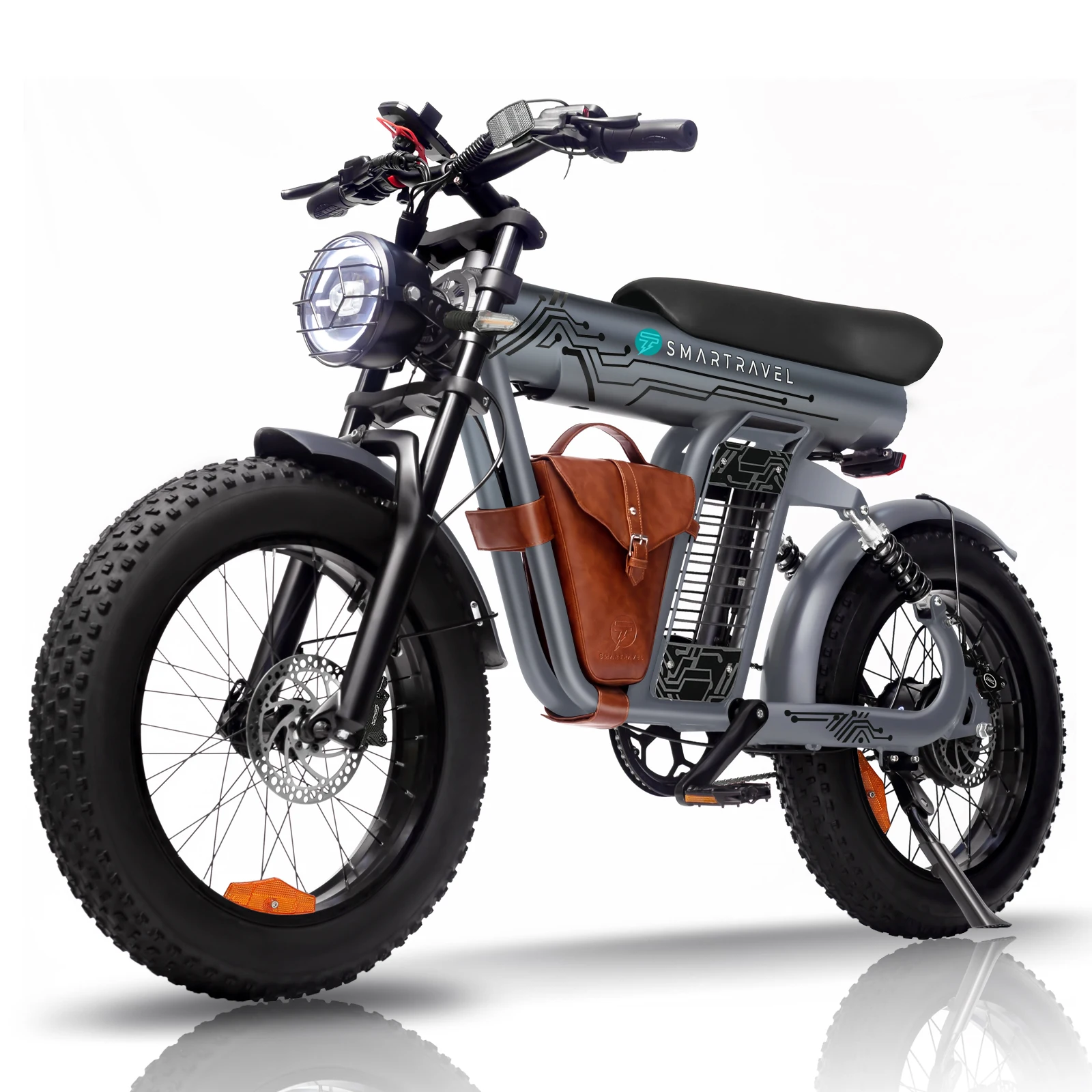 

Smartravel Ebike ZM21 Adult Peak 1500w48V25.6AH Commuting Travel Off-road 20*4.0’’Tire Dual Suspension E-Bicycle