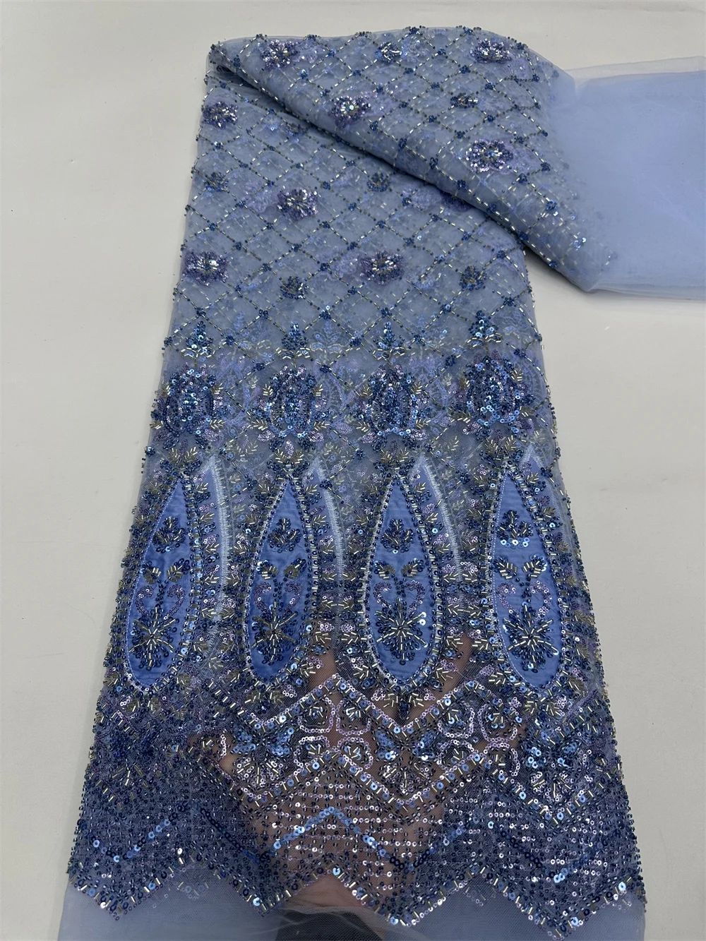 

Sequins High Quality African Nigerian Material Lace Tulle For Wedding With Sequins Groom Embroidery French Lace Fabrics Dresses