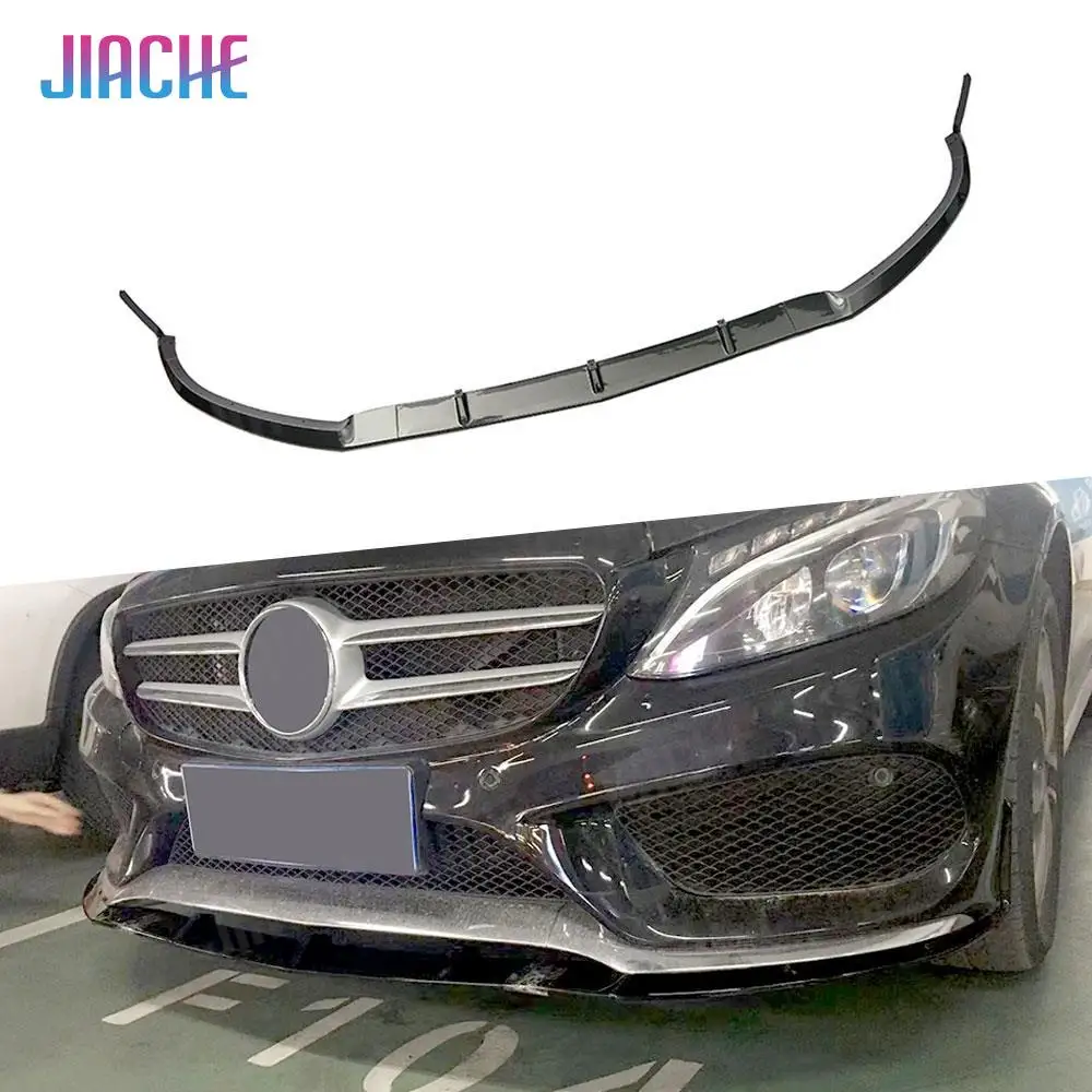 Front Bumper Lip Spoiler Body Kit for Mercedes Benz C Class W205 C200 C43 AMG Sport 2014-2018 Carbon Look Chin Spoiler