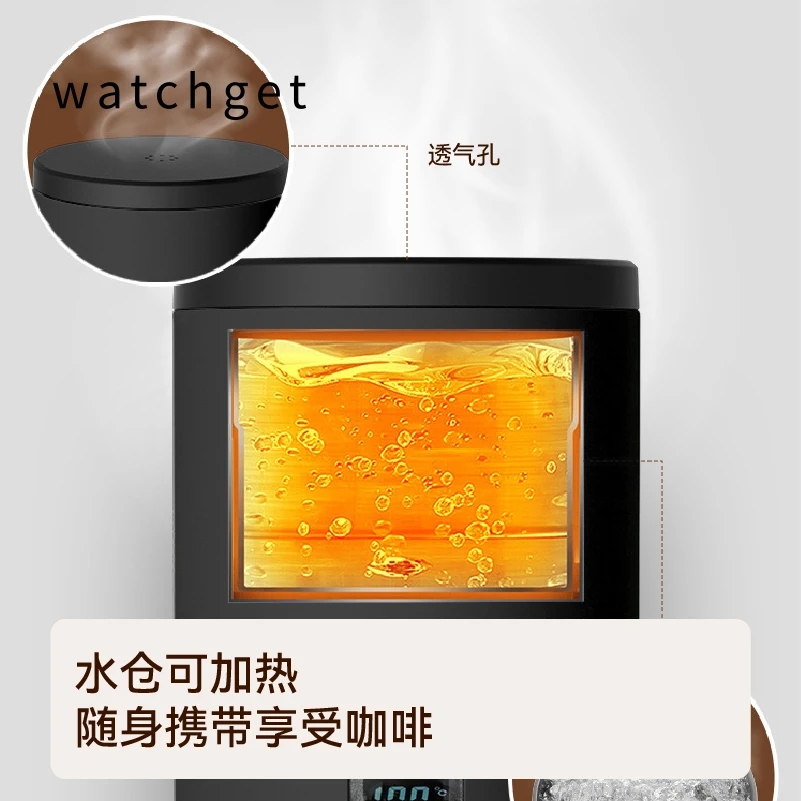 watchget Portable Electric Semi-Automatic Espresso Maker, Household Concentrate Coffee Machine, Black Model with Stand