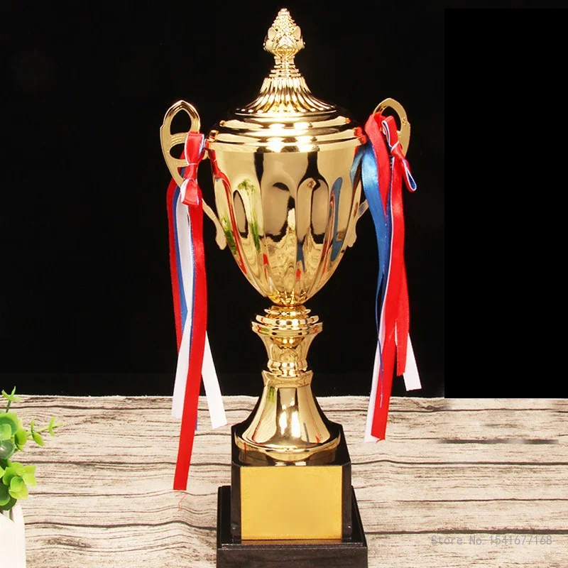 Customizable Champions Trophy, Contest Commercial Covered Metal Football Trophy Medal Souvenir Cup, Plastic Base, 1Pc